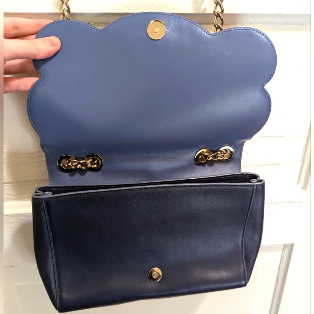 kate spade Black Floral Appliqué Leather Shoulder Bag